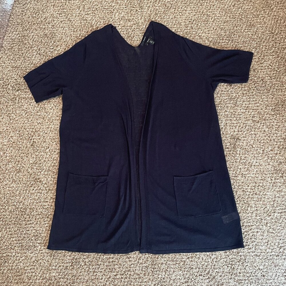 Size 1X Tahari 100% linen dark navy cardigan - Picture 5 of 8